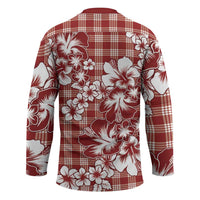 Hibiscus Pakala Fantasy Red Hockey Jersey Tropical Floral Stylized - Polynesian Pride