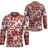 Hibiscus Pakala Fantasy Red Hockey Jersey Tropical Floral Stylized - Polynesian Pride