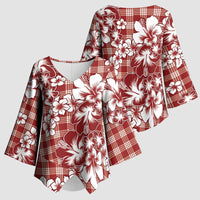 Hibiscus Pakala Fantasy Red Kimono Sleeve Blouse Tropical Floral Stylized - Polynesian Pride