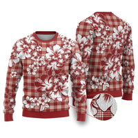 Hibiscus Pakala Fantasy Red Ugly Christmas Sweater Tropical Floral Stylized - Polynesian Pride