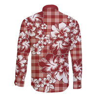 Hibiscus Pakala Fantasy Red Long Sleeve Button Shirt Tropical Floral Stylized - Polynesian Pride
