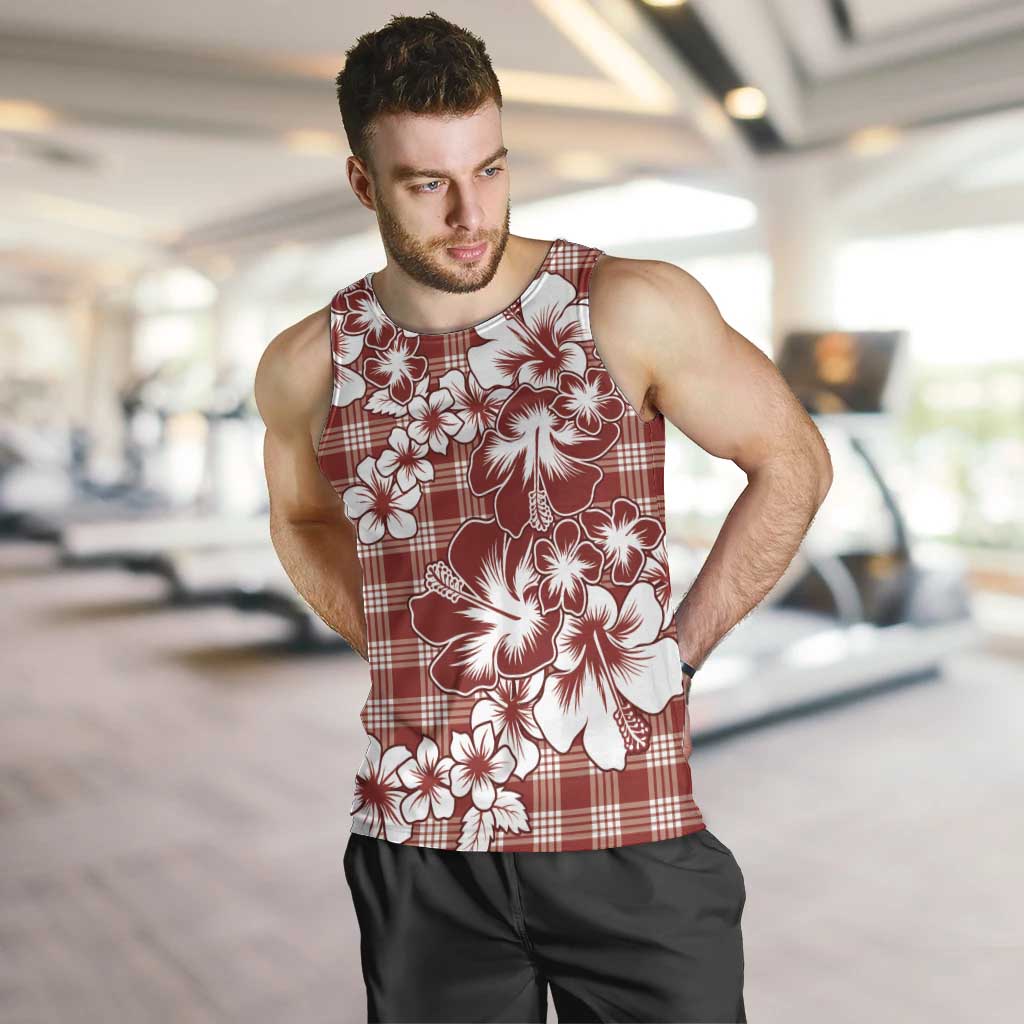 Hibiscus Pakala Fantasy Red Men Tank Top Tropical Floral Stylized LT01 Red - Polynesian Pride