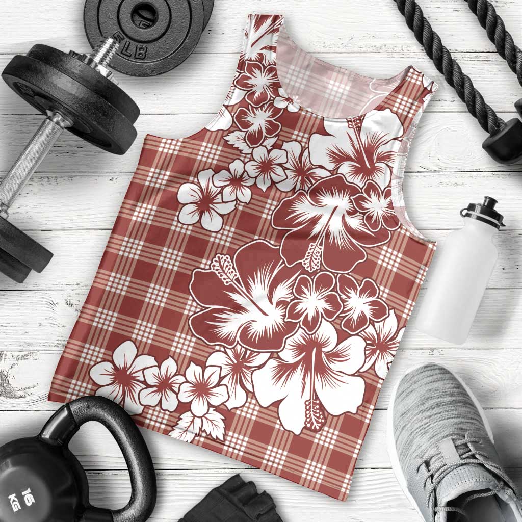 Hibiscus Pakala Fantasy Red Men Tank Top Tropical Floral Stylized LT01 - Polynesian Pride