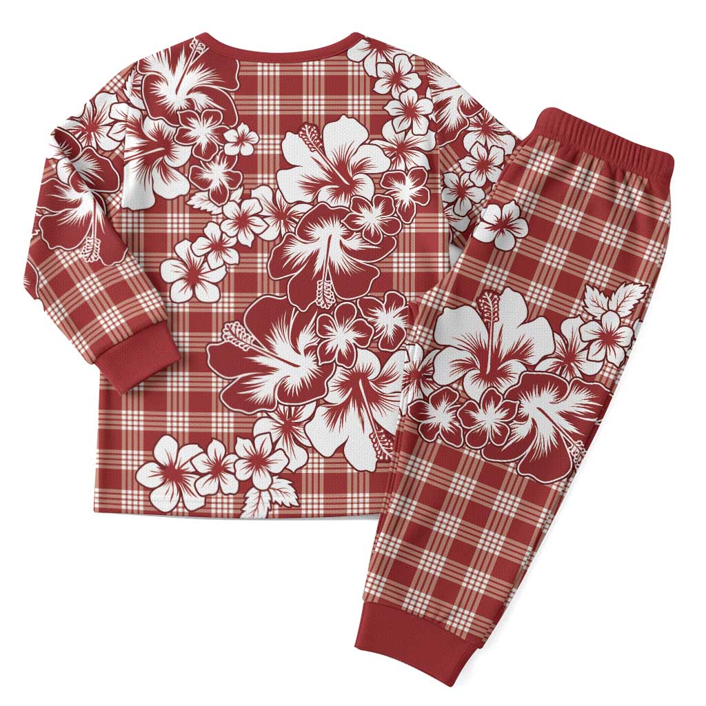 Hibiscus Pakala Fantasy Red Christmas Pajama Set Tropical Floral Stylized - Polynesian Pride