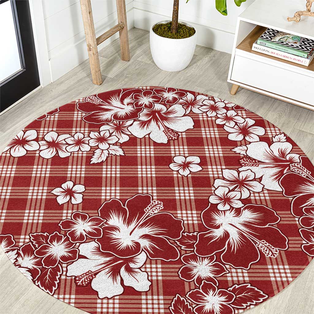 Hibiscus Pakala Fantasy Red Round Carpet Tropical Floral Stylized LT01 Red - Polynesian Pride
