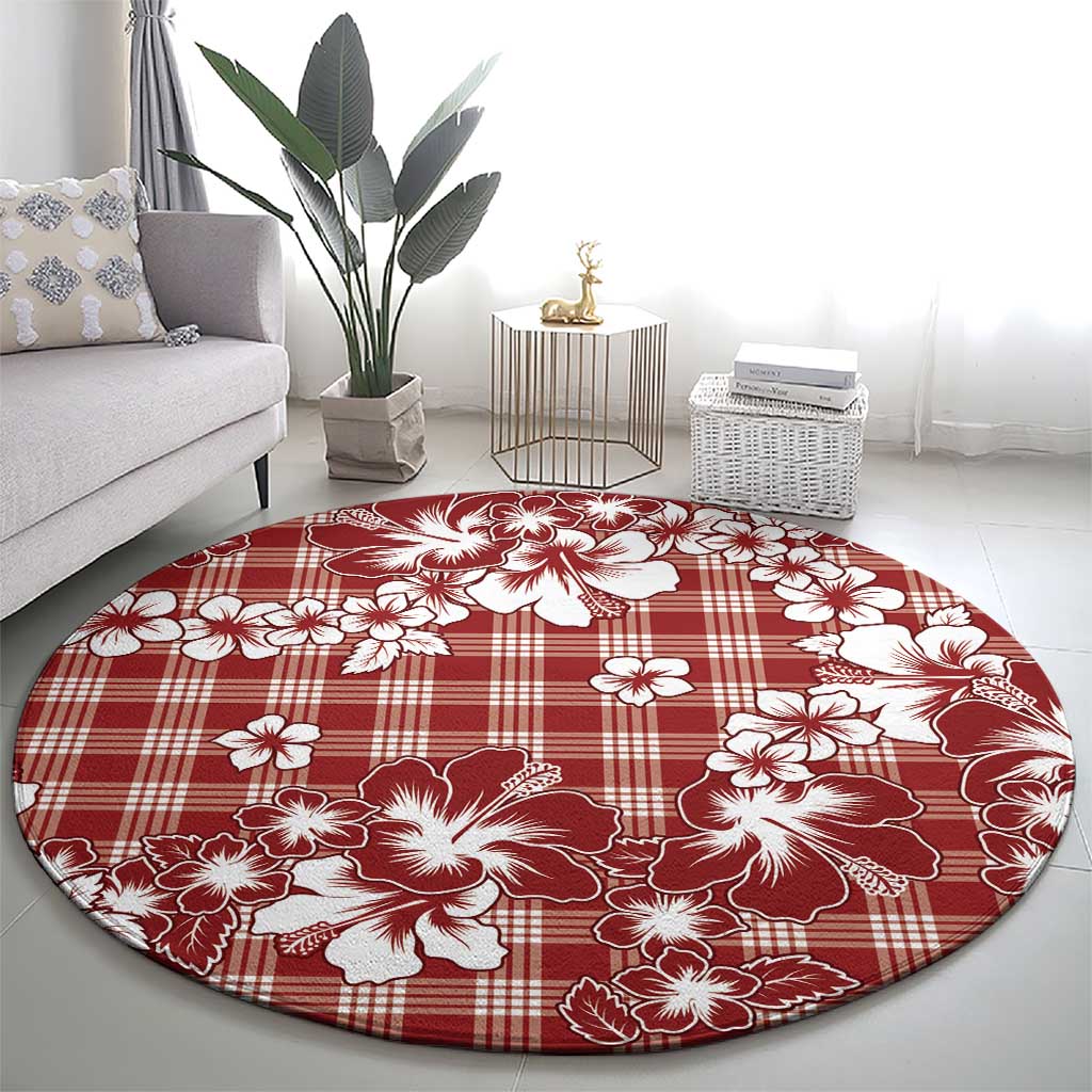 Hibiscus Pakala Fantasy Red Round Carpet Tropical Floral Stylized LT01 - Polynesian Pride