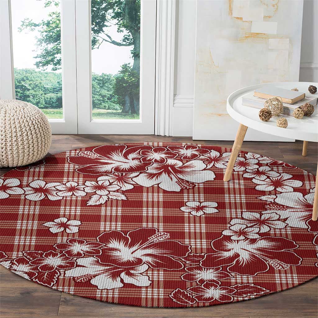 Hibiscus Pakala Fantasy Red Round Carpet Tropical Floral Stylized LT01 - Polynesian Pride