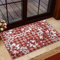 Hibiscus Pakala Fantasy Red Rubber Doormat Tropical Floral Stylized - Polynesian Pride