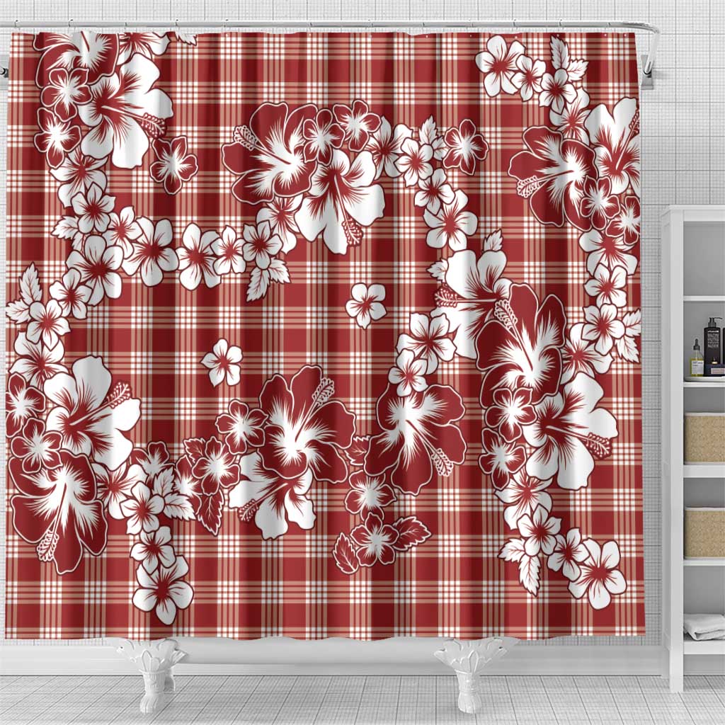 Hibiscus Pakala Fantasy Red Shower Curtain Tropical Floral Stylized - Polynesian Pride