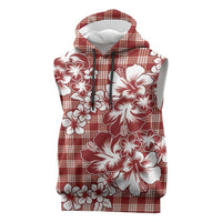 Hibiscus Pakala Fantasy Red Sleeveless Hoodie Tropical Floral Stylized - Polynesian Pride