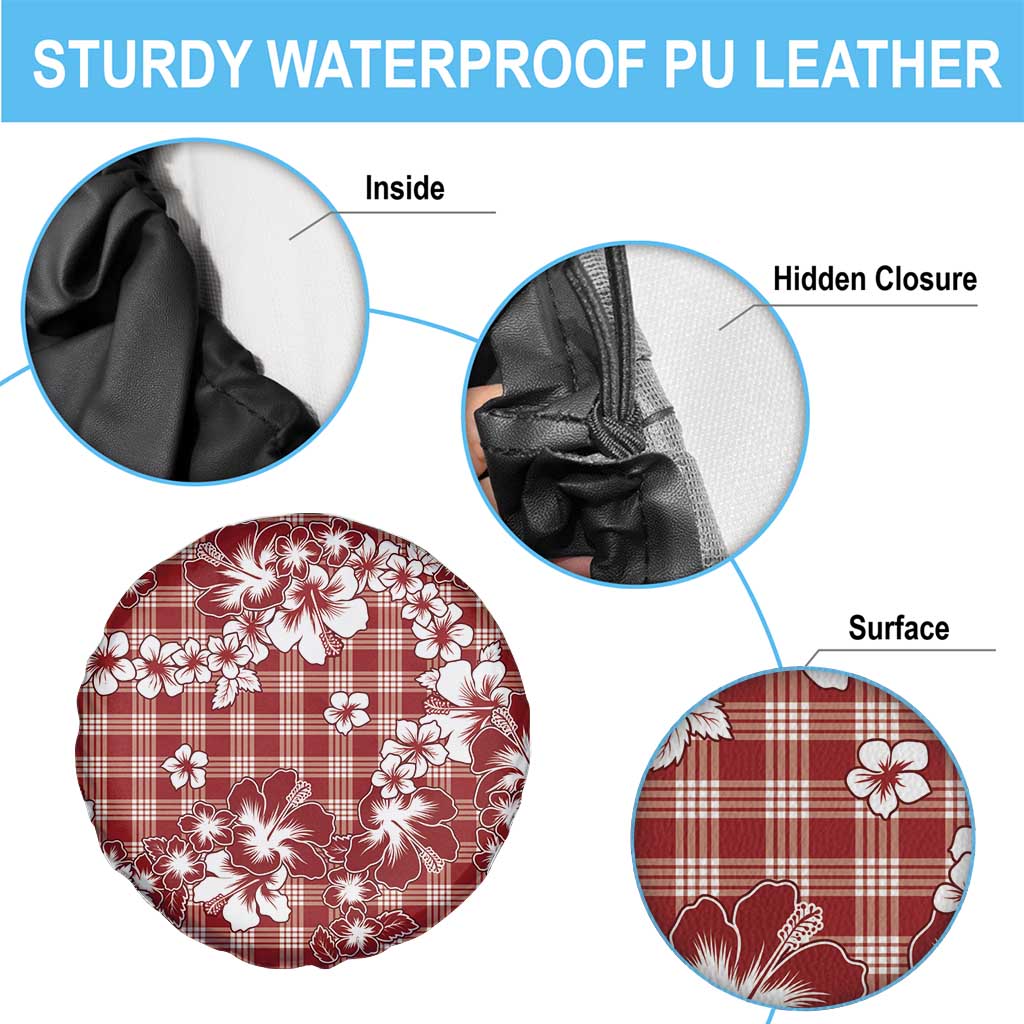 Hibiscus Pakala Fantasy Red Spare Tire Cover Tropical Floral Stylized - Polynesian Pride