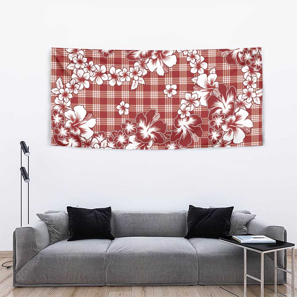 Hibiscus Pakala Fantasy Red Tapestry Tropical Floral Stylized - Polynesian Pride