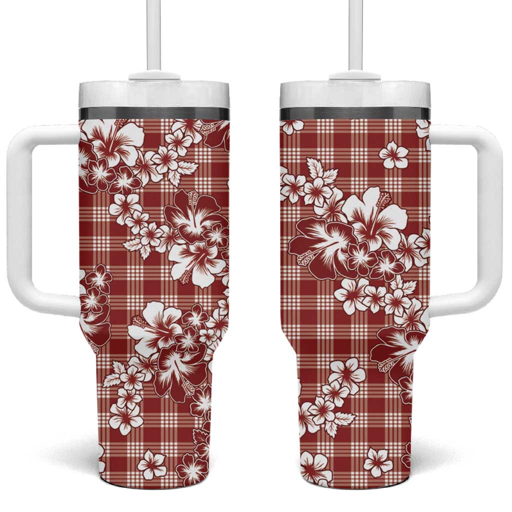 Hibiscus Pakala Fantasy Red Tumbler With Handle Tropical Floral Stylized - Polynesian Pride