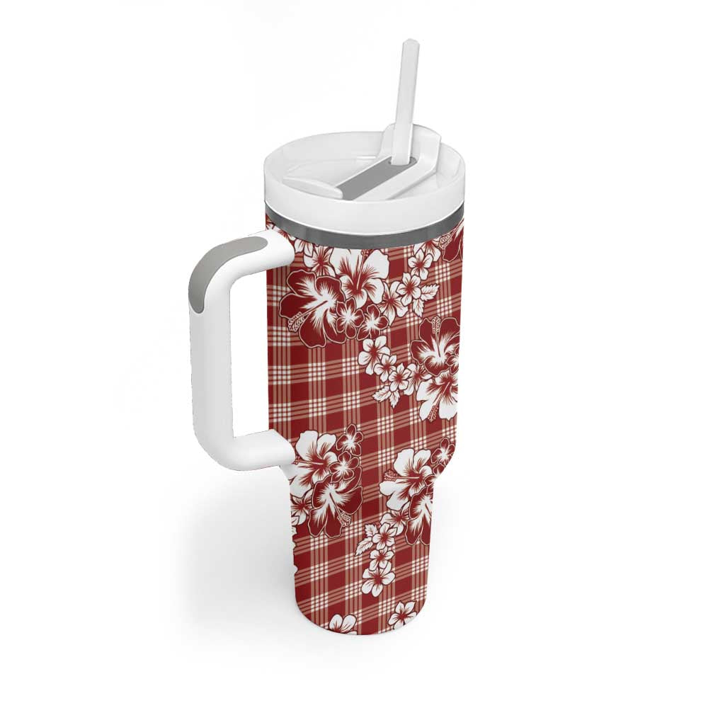 Hibiscus Pakala Fantasy Red Tumbler With Handle Tropical Floral Stylized - Polynesian Pride