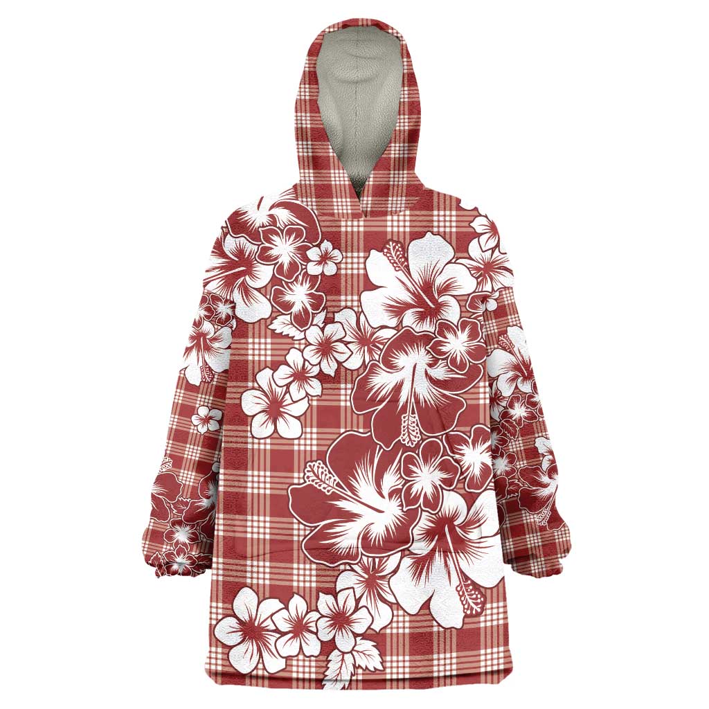 Hibiscus Pakala Fantasy Red Wearable Blanket Hoodie Tropical Floral Stylized - Polynesian Pride