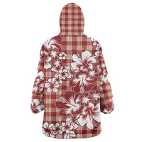 Hibiscus Pakala Fantasy Red Wearable Blanket Hoodie Tropical Floral Stylized - Polynesian Pride
