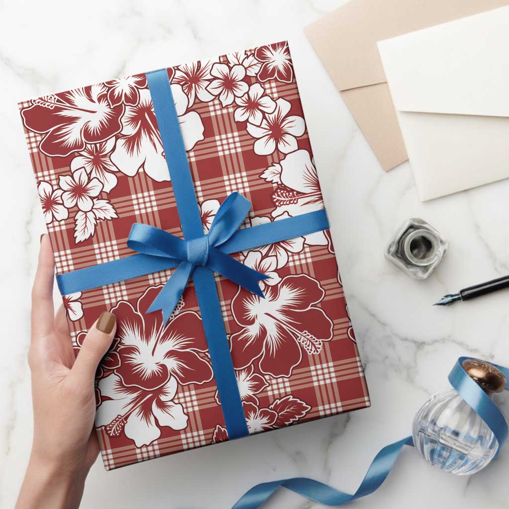 Hibiscus Pakala Fantasy Red Wrapping Paper Tropical Floral Stylized - Polynesian Pride