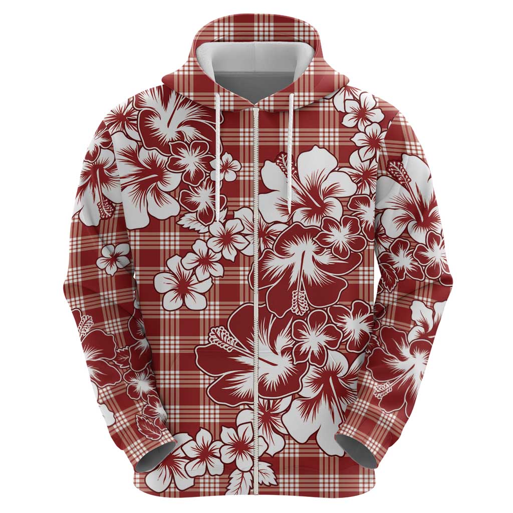 Hibiscus Pakala Fantasy Red Zip Hoodie Tropical Floral Stylized - Polynesian Pride