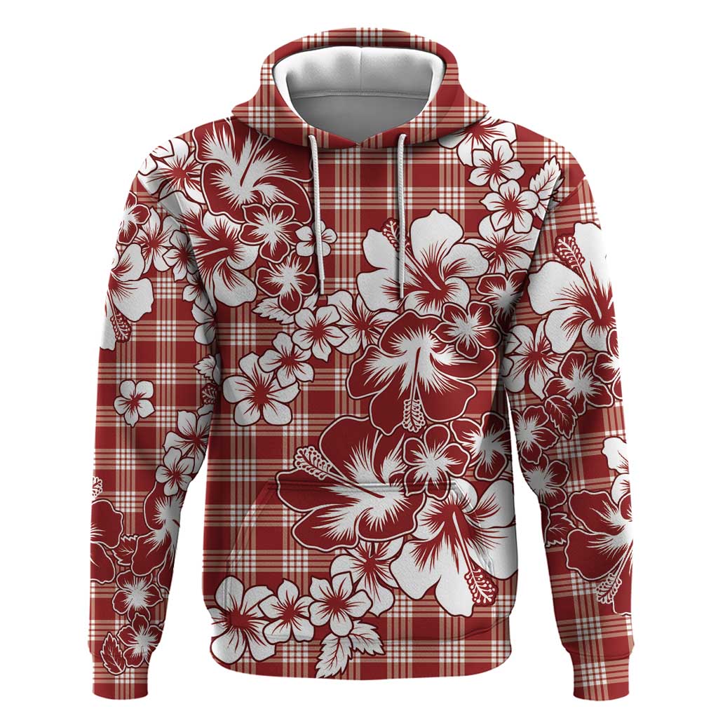 Hibiscus Pakala Fantasy Red Zip Hoodie Tropical Floral Stylized - Polynesian Pride