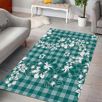 Hibiscus Pakala Aqua Teal Area Rug Tropical Floral Stylized - Polynesian Pride