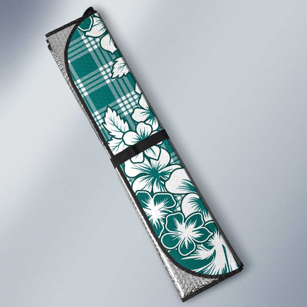 Hibiscus Pakala Aqua Teal Auto Sun Shade Tropical Floral Stylized - Polynesian Pride