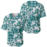 Hibiscus Pakala Aqua Teal Baseball Jersey Tropical Floral Stylized - Polynesian Pride