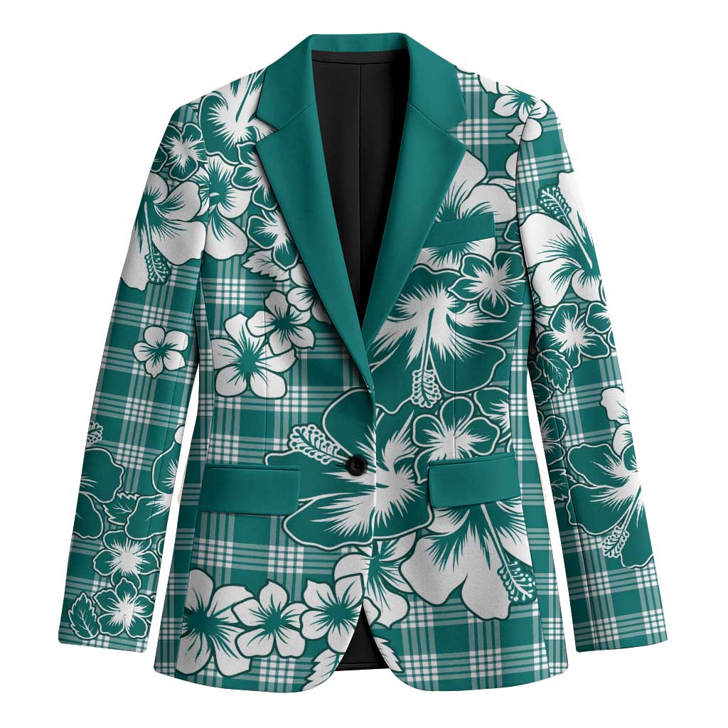 Hibiscus Pakala Aqua Teal Blazer Tropical Floral Stylized LT01 Unisex Teal - Polynesian Pride