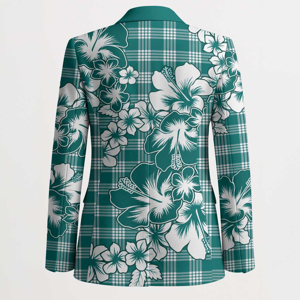 Hibiscus Pakala Aqua Teal Blazer Tropical Floral Stylized LT01 - Polynesian Pride