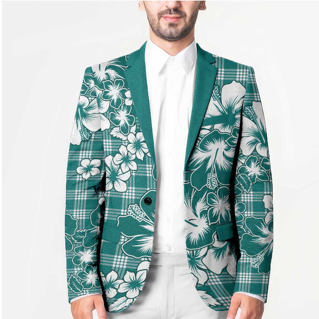 Hibiscus Pakala Aqua Teal Blazer Tropical Floral Stylized LT01 - Polynesian Pride