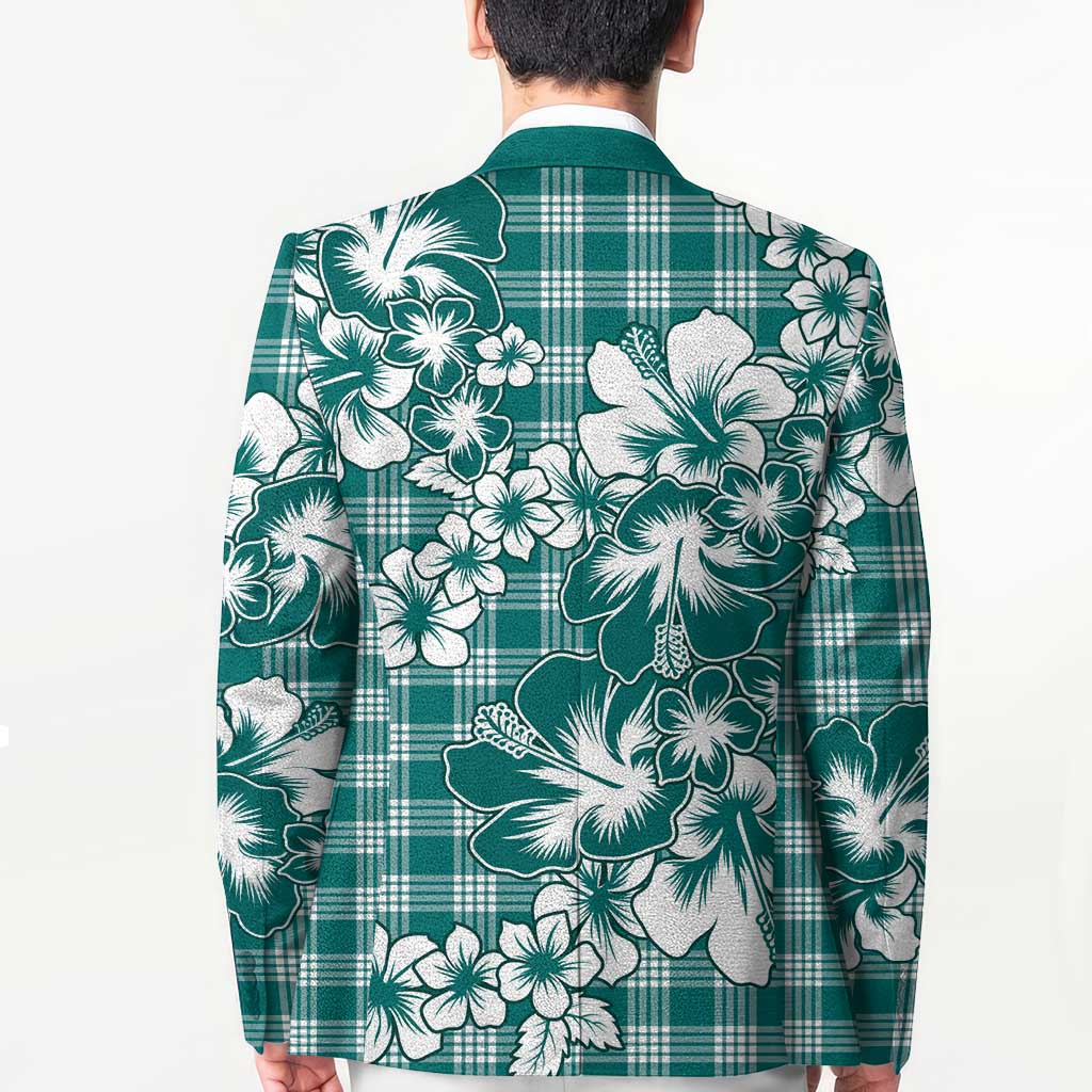 Hibiscus Pakala Aqua Teal Blazer Tropical Floral Stylized LT01 - Polynesian Pride