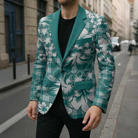 Hibiscus Pakala Aqua Teal Blazer Tropical Floral Stylized LT01 - Polynesian Pride