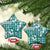 Hibiscus Pakala Aqua Teal Ceramic Ornament Tropical Floral Stylized - Polynesian Pride