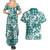 Hibiscus Pakala Aqua Teal Couples Matching Summer Maxi Dress and Hawaiian Shirt Tropical Floral Stylized - Polynesian Pride