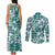 Hibiscus Pakala Aqua Teal Couples Matching Tank Maxi Dress and Long Sleeve Button Shirt Tropical Floral Stylized - Polynesian Pride