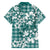 Hibiscus Pakala Aqua Teal Family Matching Long Sleeve Bodycon Dress and Hawaiian Shirt Tropical Floral Stylized - Polynesian Pride