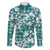Hibiscus Pakala Aqua Teal Family Matching Long Sleeve Bodycon Dress and Hawaiian Shirt Tropical Floral Stylized - Polynesian Pride