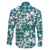 Hibiscus Pakala Aqua Teal Family Matching Long Sleeve Bodycon Dress and Hawaiian Shirt Tropical Floral Stylized - Polynesian Pride