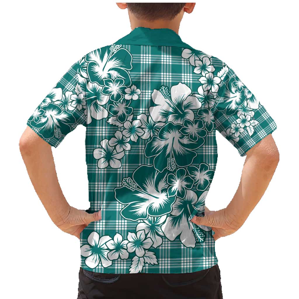 Hibiscus Pakala Aqua Teal Family Matching Mermaid Dress and Hawaiian Shirt Tropical Floral Stylized - Polynesian Pride