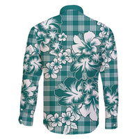 Hibiscus Pakala Aqua Teal Family Matching Puletasi and Hawaiian Shirt Tropical Floral Stylized - Polynesian Pride