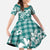 Hibiscus Pakala Aqua Teal Family Matching Short Sleeve Bodycon Dress and Hawaiian Shirt Tropical Floral Stylized - Polynesian Pride