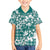 Hibiscus Pakala Aqua Teal Family Matching Short Sleeve Bodycon Dress and Hawaiian Shirt Tropical Floral Stylized - Polynesian Pride