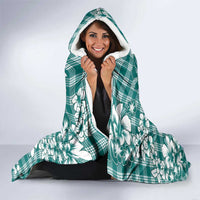 Hibiscus Pakala Aqua Teal Hooded Blanket Tropical Floral Stylized - Polynesian Pride