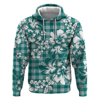 Hibiscus Pakala Aqua Teal Hoodie Tropical Floral Stylized - Polynesian Pride