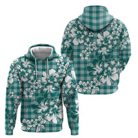 Hibiscus Pakala Aqua Teal Hoodie Tropical Floral Stylized - Polynesian Pride