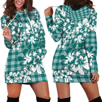 Hibiscus Pakala Aqua Teal Hoodie Dress Tropical Floral Stylized - Polynesian Pride
