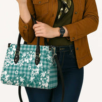 Hibiscus Pakala Aqua Teal Leather Bag Tropical Floral Stylized - Polynesian Pride