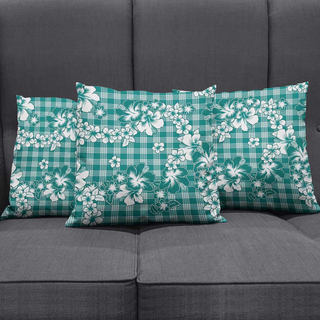Hibiscus Pakala Aqua Teal Pillow Cover Tropical Floral Stylized - Polynesian Pride