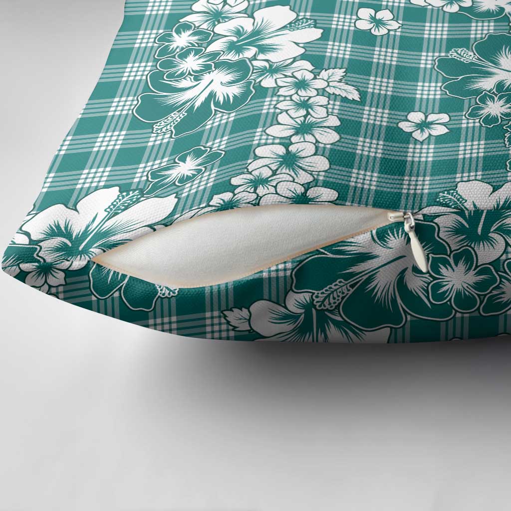 Hibiscus Pakala Aqua Teal Pillow Cover Tropical Floral Stylized - Polynesian Pride