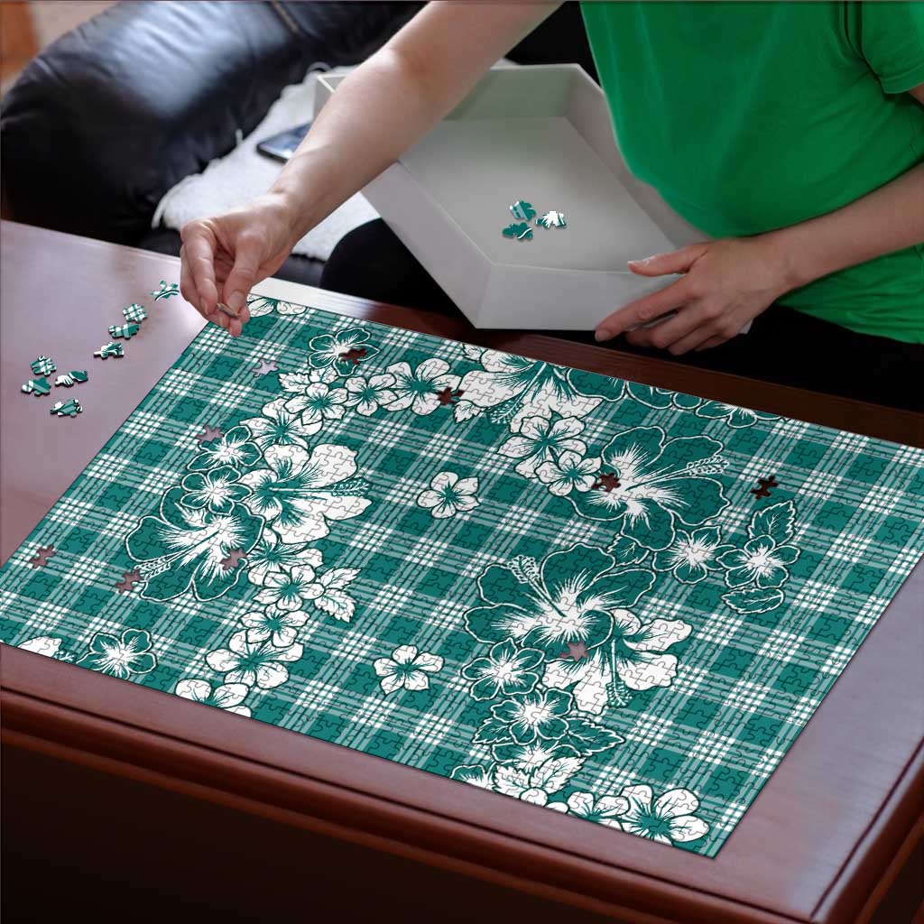 Hibiscus Pakala Aqua Teal Puzzle Tropical Floral Stylized - Polynesian Pride