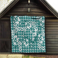 Hibiscus Pakala Aqua Teal Quilt Tropical Floral Stylized - Polynesian Pride